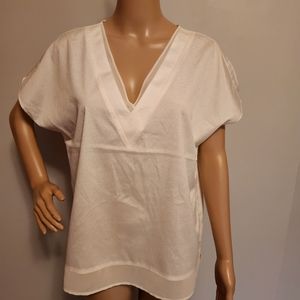 NWT DKNY Shimmery Off White Short sleeve blouse